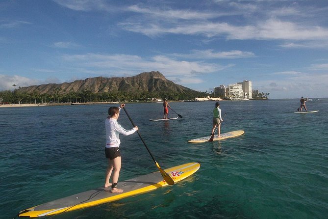 Family Stand Up Paddle Lesson with Waikiki Courtesy Shuttle - Tandem boards for young or nervous children
