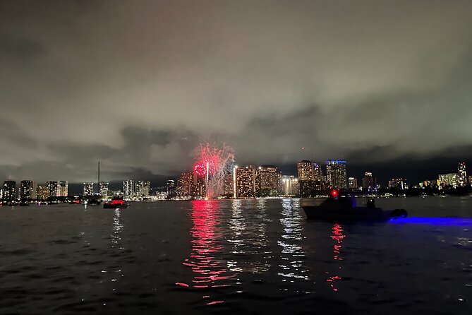 Friday Night Waikiki Fireworks Cruise - Waikiki Beach from the water, about 30 minutes