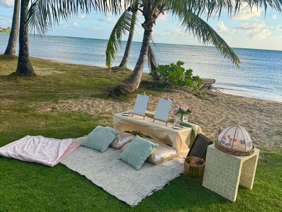 Honolulu: Beachside Luxury Picnic & Paint - The picnic setup is more than a snack break