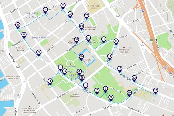 Honolulu Historic District a Smartphone Audio Walking Tour - Begin with Hawaii’s royal and civic center