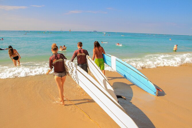 Semi-Private Surf Lesson for 2 or 3 people on Waikiki Beach - The land lesson comes first
