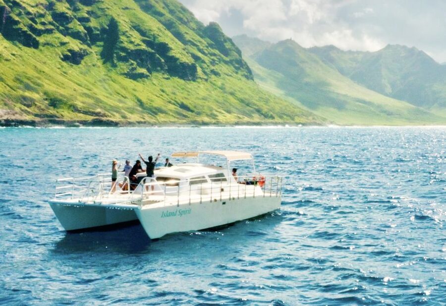 West O'ahu: Dolphin Watching and Snorkeling Catamaran Cruise - Searching for dolphins in open Hawaiian water